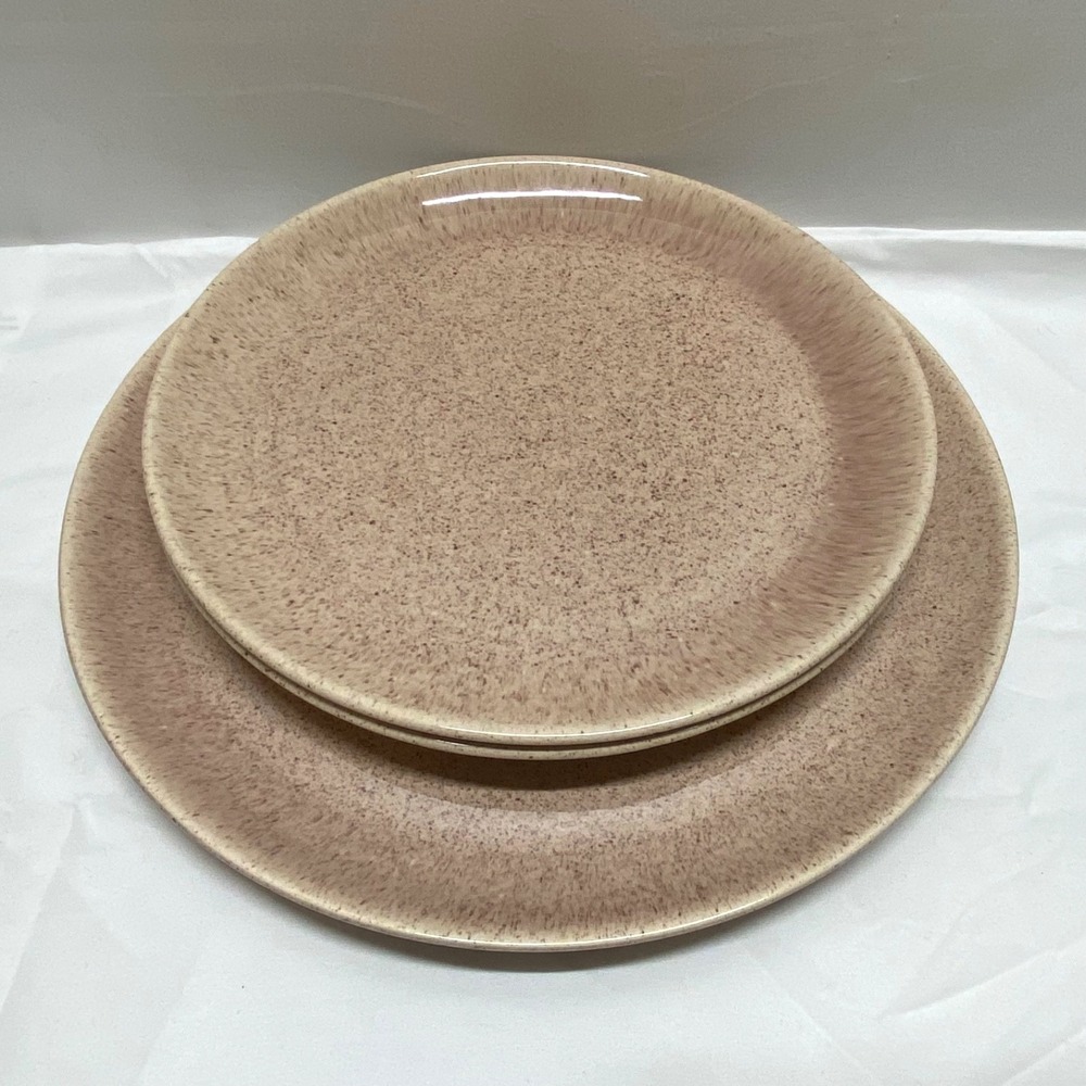 Vtg MCM California Living Plates Two 10" + One 12" Plate Speckled Laurel Pottery